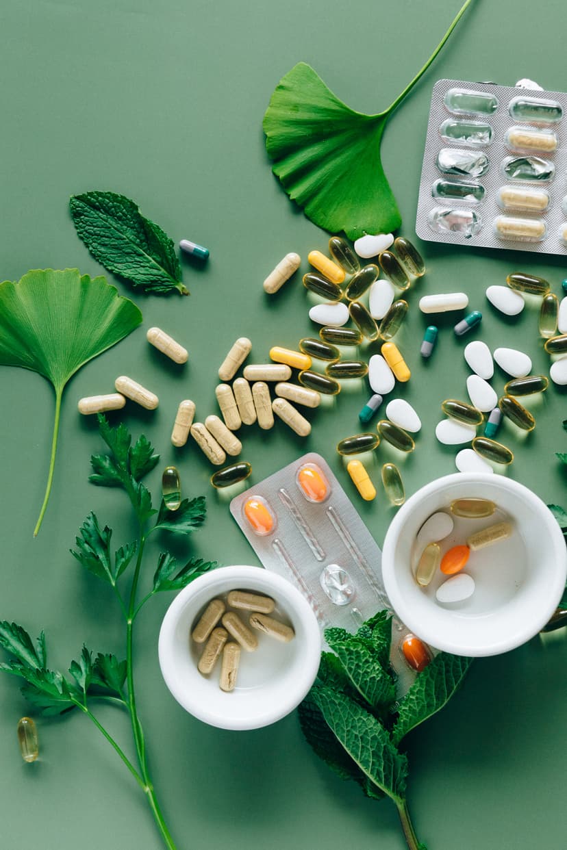 pills on a green background